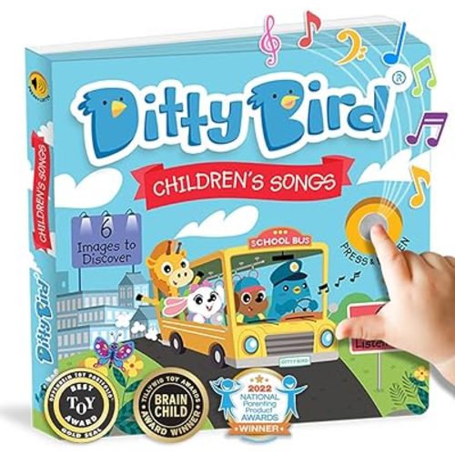 DITTY BIRD Musical Books for Toddlers | Fun Children's Nursery Rhyme Book | The Wheels On The Bus Book with Sound | Interactive Toddler Books for 1 Year Old to 3 Year Olds | Sturdy Baby Sound Books