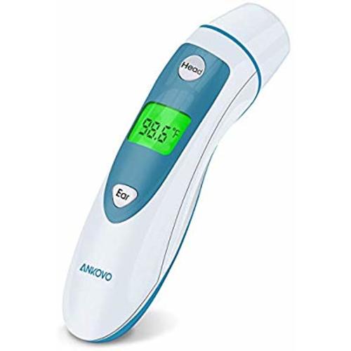 ANKOVO Thermometer for Fever Digital Medical Infrared Forehead and Ear Thermometer for Baby, Kids and Adults with Fever Indicator