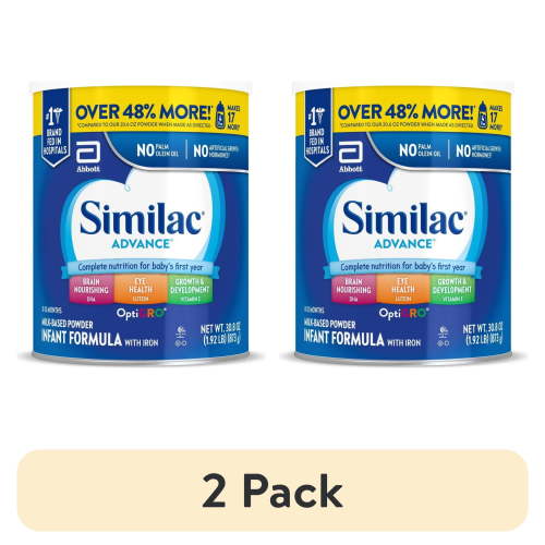 (2 pack) Similac Advance Powder Baby Formula With Iron, Has DHA & Lutein, 30.8-oz Value Can