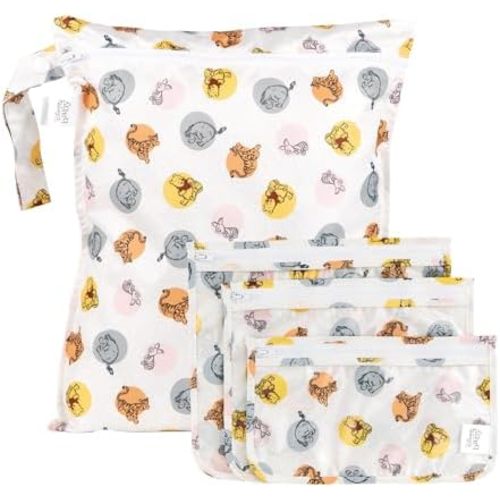 Bumkins Disney Waterproof Wet Bag and Packing Pouches, TSA Airline Compliant, Baby, Travel, Swim Suit, Cloth Diapers, Pump Parts, Pool, Gym Clothes, Toiletry, Daycare, Zip Bag, 4-pc