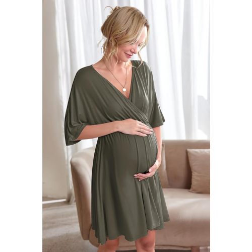 Ekouaer 3 in 1 Labor/Delivery/Hospital Gown Maternity Dress Nursing Nightgown Sleepwear for Breastfeeding
