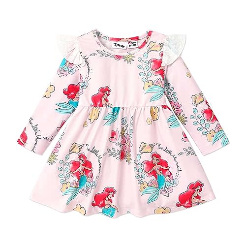 Disney Princess Cinderella Ariel Frozen Elsa Ruffle Sleeve Dress Minnie Mickey Mouse Clothes Baby to Toddler