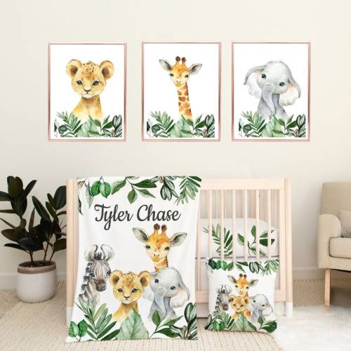 Safari Animals Baby Boy Nursery Crib Bedding Crib Set Leaves Canada