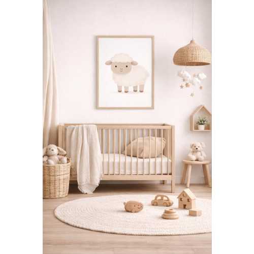 Minimal Farm Animals Nursery Wall Art | Sheep Print for Kids Room | Neutral Scandinavian Nursery Decor