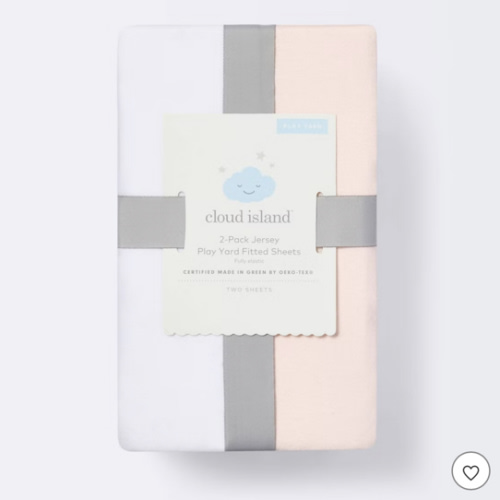 2pk Fitted Jersey Playard Crib Sheets - Pink Floral - Cloud Island™