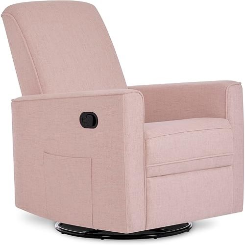 Evolur Raleigh Glider in Rose, Upholstered Plush Seating 360° Swivel Glider Rocking Chair, FSC Certified, Greenguard Gold & JPMA Certified Nursery Glider Recliner