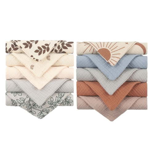 10 Pcs 4 Layers Cotton Muslin Baby Towels Absorbent Gauze Baby Face Cloth Newborn Feeding Burp Cloths Saliva Towel Handkerchief 16