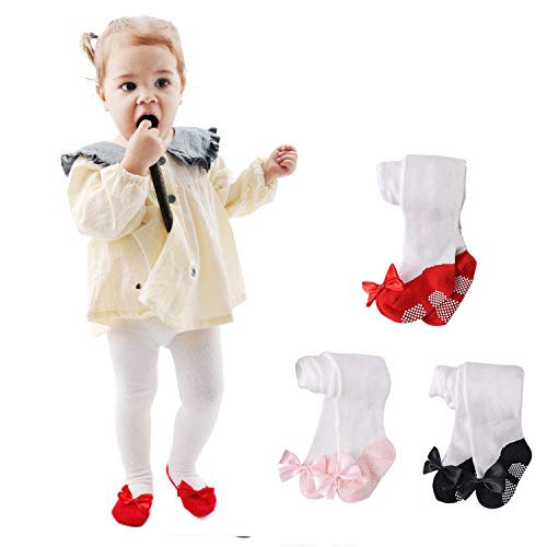 EPEIUS Baby Tights Baby Girls Non-Slip Plain/Ribbed Leggings Seamless Cotton Stockings Pantyhose Newborn Infant Toddler
