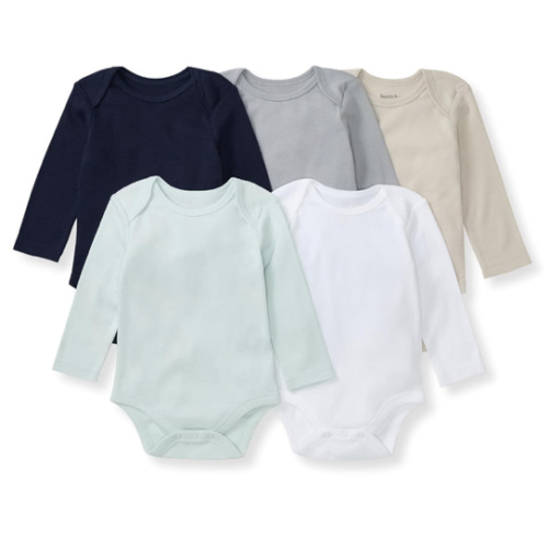 Burt's Bees Baby Unisex Organic Cotton Short and Long Sleeve Bodysuits, 5-Pack