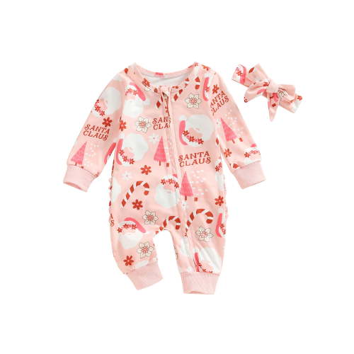 Newborn Baby Girl Christmas Outfit Gingerbread Onesie Zipper Romper Jumpsuit Xmas Outfit Fall Winter Clothes