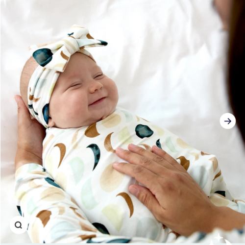 Luna Neutral Swaddle & Luxe Bow Headband Set- Little Sleepies