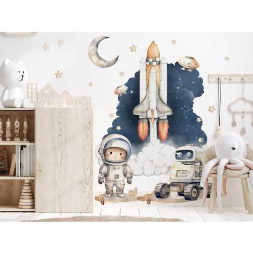 SPACE stickers for kids room wall stickers astronaut planets stars space ship