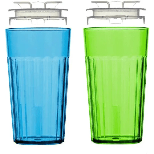 Reflo Smart Cup (Blue & Green 2-Pack) Open Training Cup, Toddler Cup, No Suction 6oz, 360 Control-Flow, USA MADE Premium High-Impact Plastic