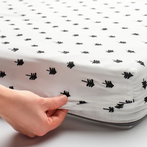 IKEA GRÖNFINK Crib fitted sheet - white/tree pattern 28x52 "
