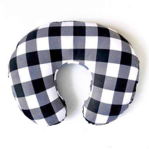 Nursing Pillow Cover- BUFFALO PLAID - gingham- boy- monochrome baby pillow- breastfeeding- gender neutral- nursing cover- Free Ship!
