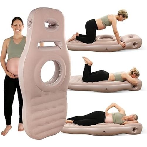 Pregnancy Mattress with Hole, Inflatable Pregnancy Belly Mattress, Full Body Maternity Airbed with Belly Hole, Comfort Support for Pregnant Women Includes Electric Pump, Gray