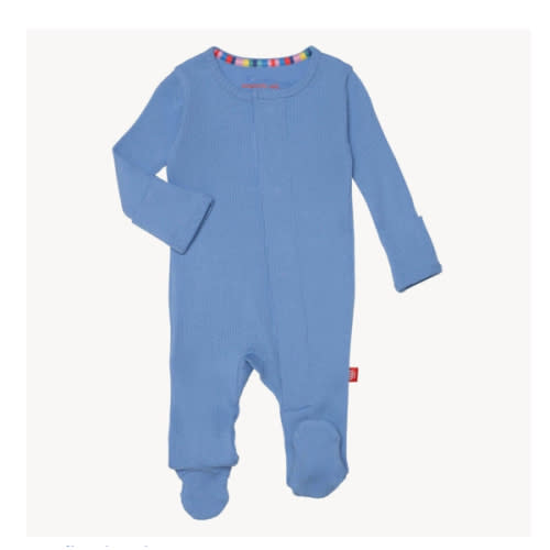 blue skies ribbed cotton magnetic parent favorite footie – Magnetic Me