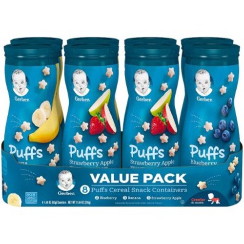 Gerber Graduates Puffs Cereal Snack Variety Pack (1.48 oz., 8 ct.) - Sam's Club