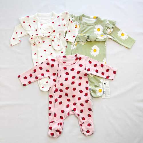 Newborn Baby Girl Romper Going Home Outfit Gift Set Soft Cotton Baby Shower Gift Summer Vibe Color Romper Outfit for Photoshoot Preemie