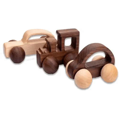Wooden Rattle Toy Car Set