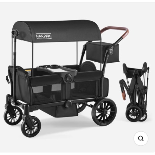 HARPPA | All-Terrain Wagon Stroller for 2 with Canopy – Foldable 2-Seat Wagon for Beach, Park & Camping Adventures