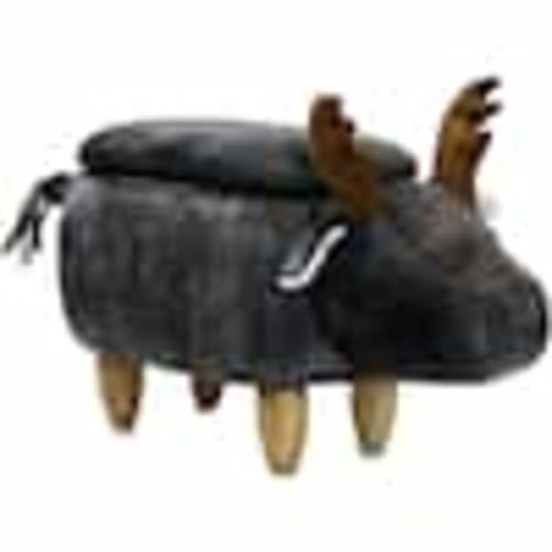Critter Sitters Dark Gray Elk Animal Shape Storage Ottoman CSELKSTOTT-DKGRY