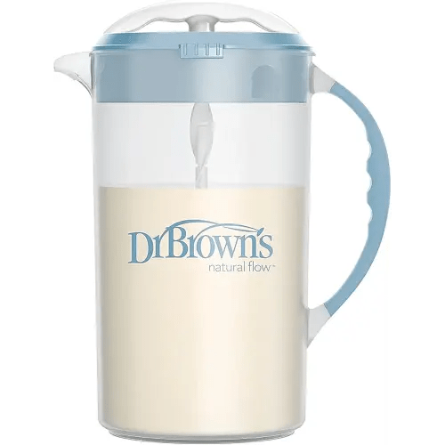Dr. Brown's Baby Formula Mixing Pitcher with Adjustable Stopper, Locking Lid, & No Drip Spout, 32oz, BPA Free, Blue