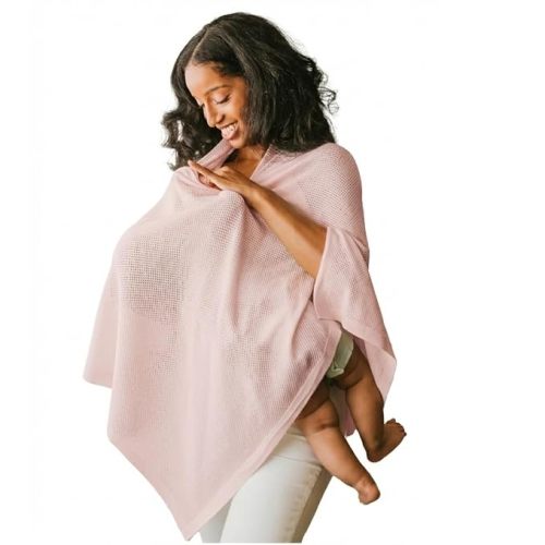 Breathable Nursing Cover for Breastfeeding | Ponchy by Gold Mamas | 5 in 1 Nursing Poncho | Baby Registry Essentials | Rose Pink