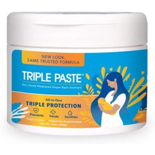 Triple Paste Diaper Rash Cream for Baby - 16 oz Tub - Zinc Oxide Ointment Treats, Soothes and Prevents Diaper Rash - Pediatrician-Recommended Hypoallergenic Formula with Soothing Botanicals