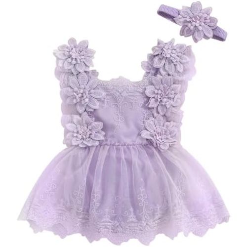 Mubineo Baby Girl Summer Clothes Lace Romper Skirt Dress Princess Outfits Sleeveless Flower Newborn Outfit