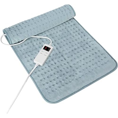 Heating Pad for Period Cramps, Heating Pad for Back/Neck/Shoulder Muscle Pain, 6 Heating&4 Timer Setting, Auto Shut Off, Dry/Moist Heat & Machine Washable, Gray Birthday Christmas Gifts for Women Mom