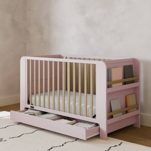 Graco Read-With-Me 4-in-1 Convertible Bookshelf Crib with Drawer