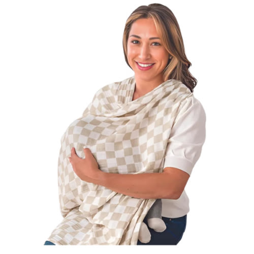 Itzy Ritzy Breastfeeding Boss Multi-Use Cover – A Nursing Cover, Swaddle, Car Seat Wrap, Tummy Time Mat & Burp Cloth All in One – Made of Soft Muslin Fabric & Measures 47” x 47” (Checkerboard)