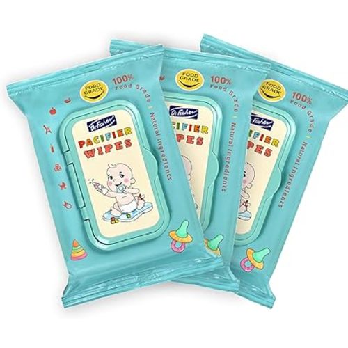 Dr. Fischer Pacifier and Bottle Wipes, 100% Food Grade Teether Wipes with Natural Ingredients.