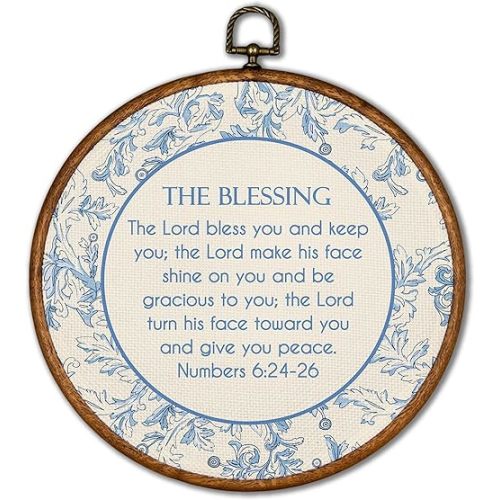 KSDUT Christian Wall Decor Art - Blue Flower Trendy Retro Wall Art Canvas Frame Hanging Prints, Bible Verse Preppy Round Wall Art Decor for Grandmillennial Home Bedroom Decorations 10"x10"