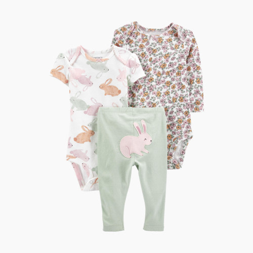 Carter's 3-Piece Bunny Little Character Set - Green Bunny/Animals/Floral, 3M