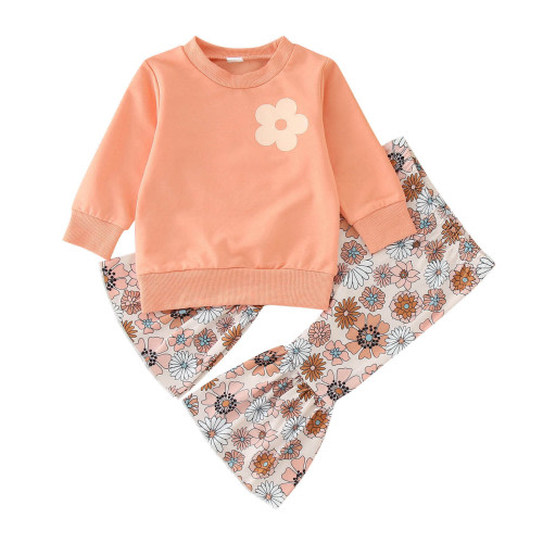 Kwasome Baby Girl Clothes 2024 Fall Outfits For Girl Home Baby Toddler Long Sleeve Winter Flower Prints Tops Pants Outwear Babys Clothes Fashion 12-18 Months A