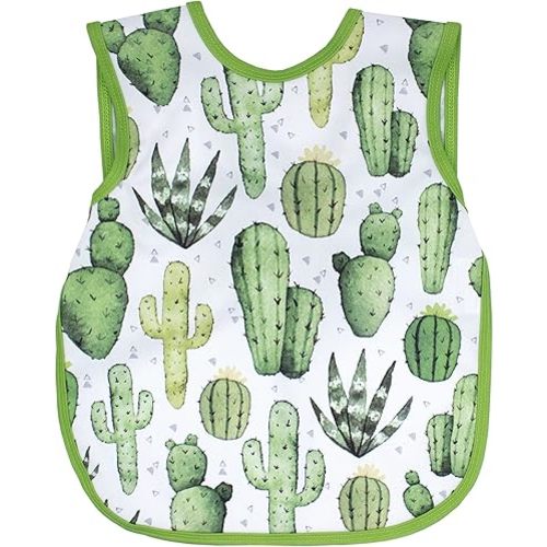 BapronBaby Desert Cactus Bapron - No Neck Tie Safer Bib for Baby & Toddler - Soft Waterproof Stain Resistant - Machine Washable - Sz Baby/Toddler 6m-3T