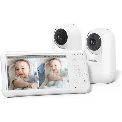 Momcozy Baby Monitor with 2 Cameras 5’’ 1080P Split Screen Video Baby Monitor with Camera and Audio no WiFi for Baby Safety 5000mAh Battery Infrared Night Vision 2-Way Audio 960ft Range Ideal Gift