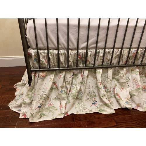 Nursery Rhyme Toile Gathered Crib Skirt