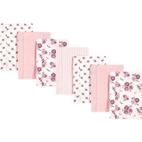Hudson Baby Unisex Baby Cotton Flannel Burp Cloths, Cream Rose, One Size
