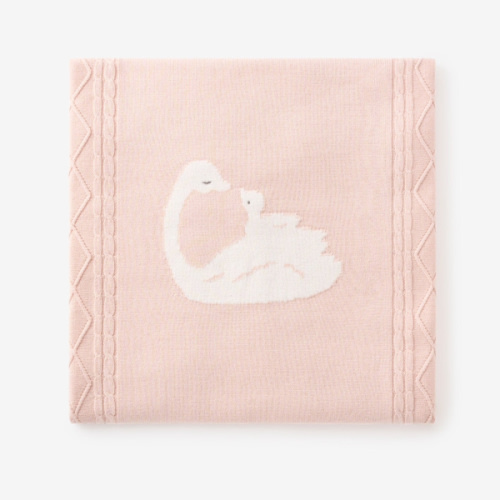 Swan Cotton Cable Knit Blanket – Elegant Baby