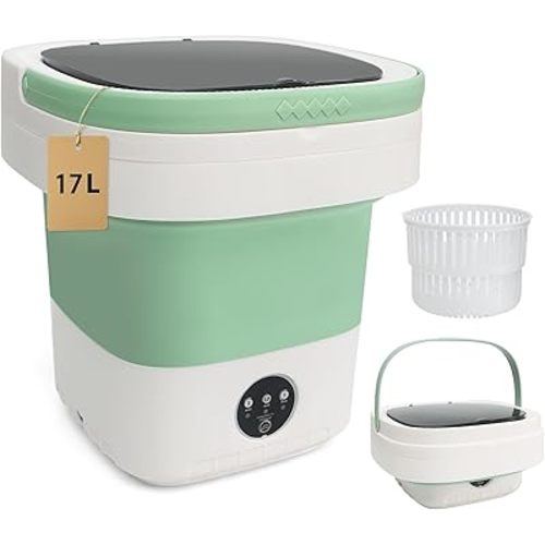 17L Portable Mini Washing Machine, Foldable Compact Washer with Spin Dryer, 3 Wash Modes for Baby Clothes, Underwear & Socks, Perfect for Apartments, Travel, Dorm & RV Living