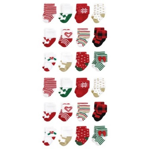 Hudson Baby Cotton Rich Baby Terry Socks 24-Pack, 12 Days Of Christmas Girl, 0-6 Months