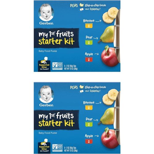 Gerber My 1st Fruits Starter Kit, Banana, Pear & Apple Puree, 2 Ounce Tubs, 2-Pack (Set of 6)