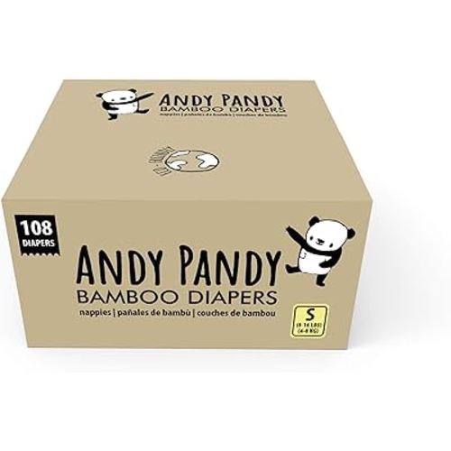 Andy Pandy Bamboo Disposable Diapers Small, 8-16 lbs (3-8 kg), 108 Count