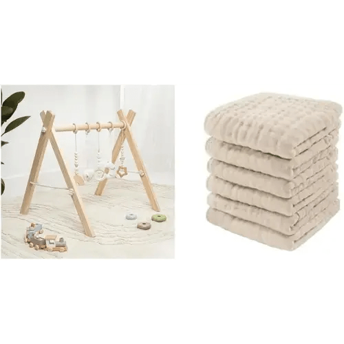 Comfy Cubs Baby Play Gym Set and Baby Washcloths Bundled