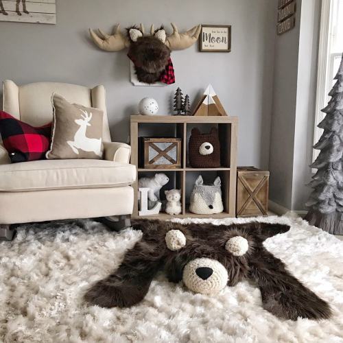 Regular Brown Grizzly Faux Bear Rug for Nursery | Woodland Theme Decor by ClaraLoo