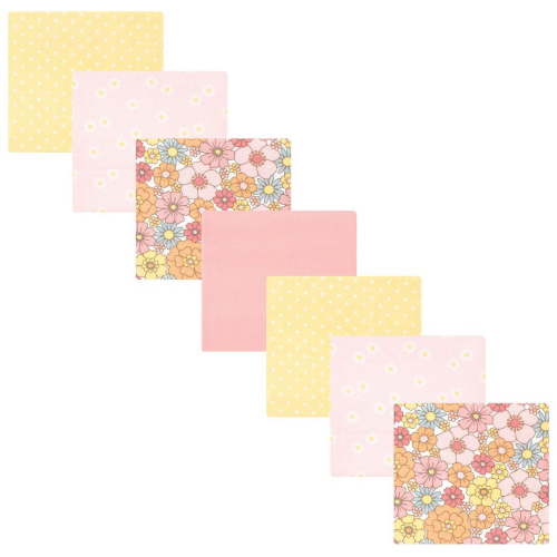 Hudson Baby Infant Girl Cotton Rich Flannel Receiving Blankets Bundle, Peace Love Flowers, One Size