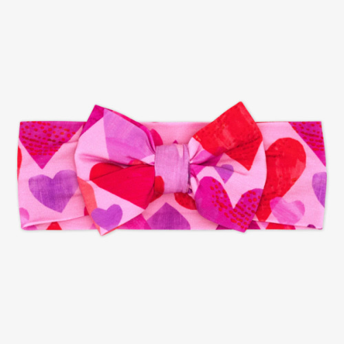 Little Sleepies ™ | Pink Hearts & Crafts Luxe Bow Headband